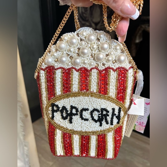🍿🍿 MADE IN INDIA, VIRAL POPCORN BEADED BAG-NWT🍿🍿 - Picture 7 of 10